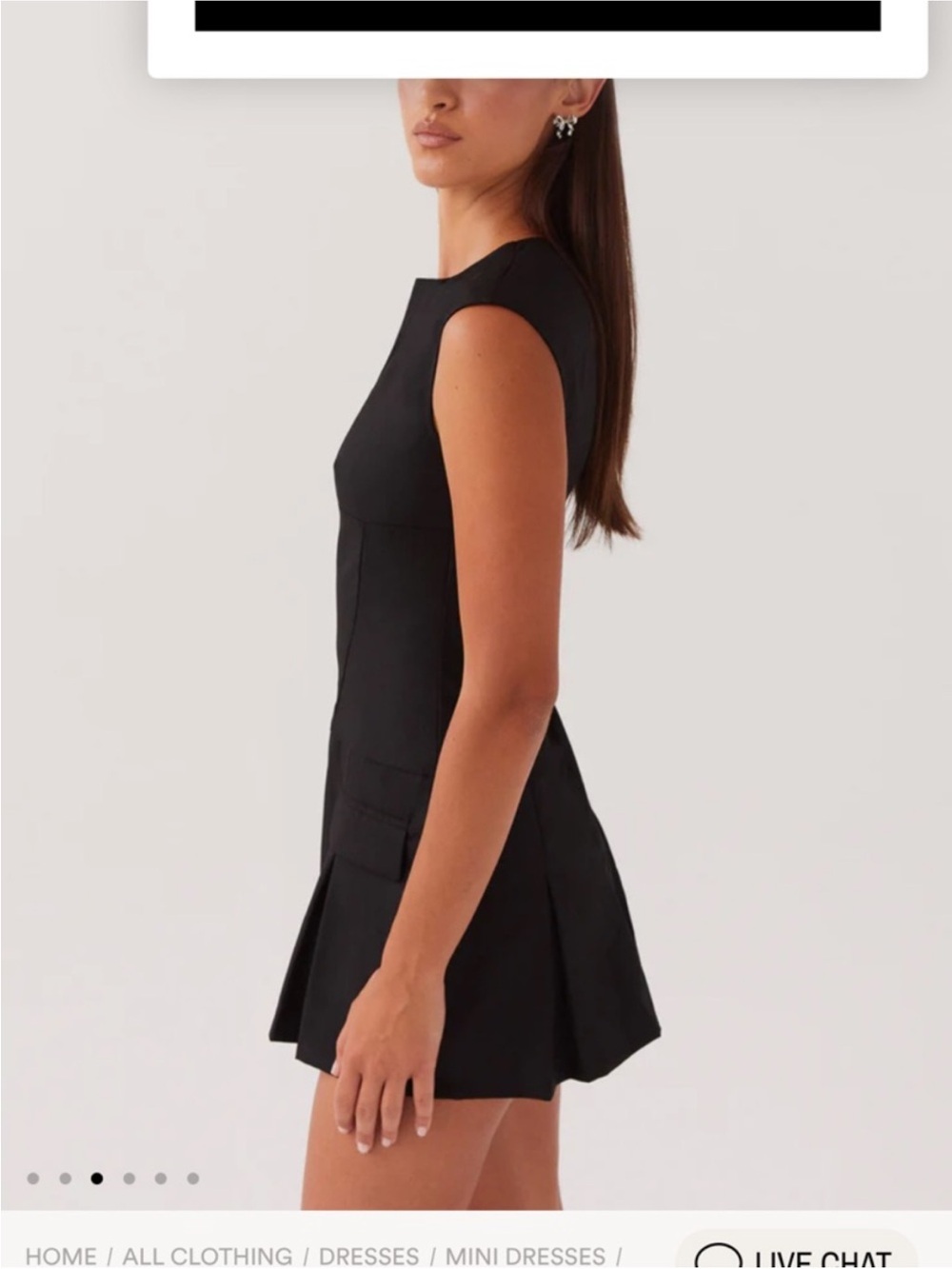 Peppermayo Cassia Mini Dress in Black - Size 2 XS PLEATED SKIRT plunge b-neck - Picture 3 of 11